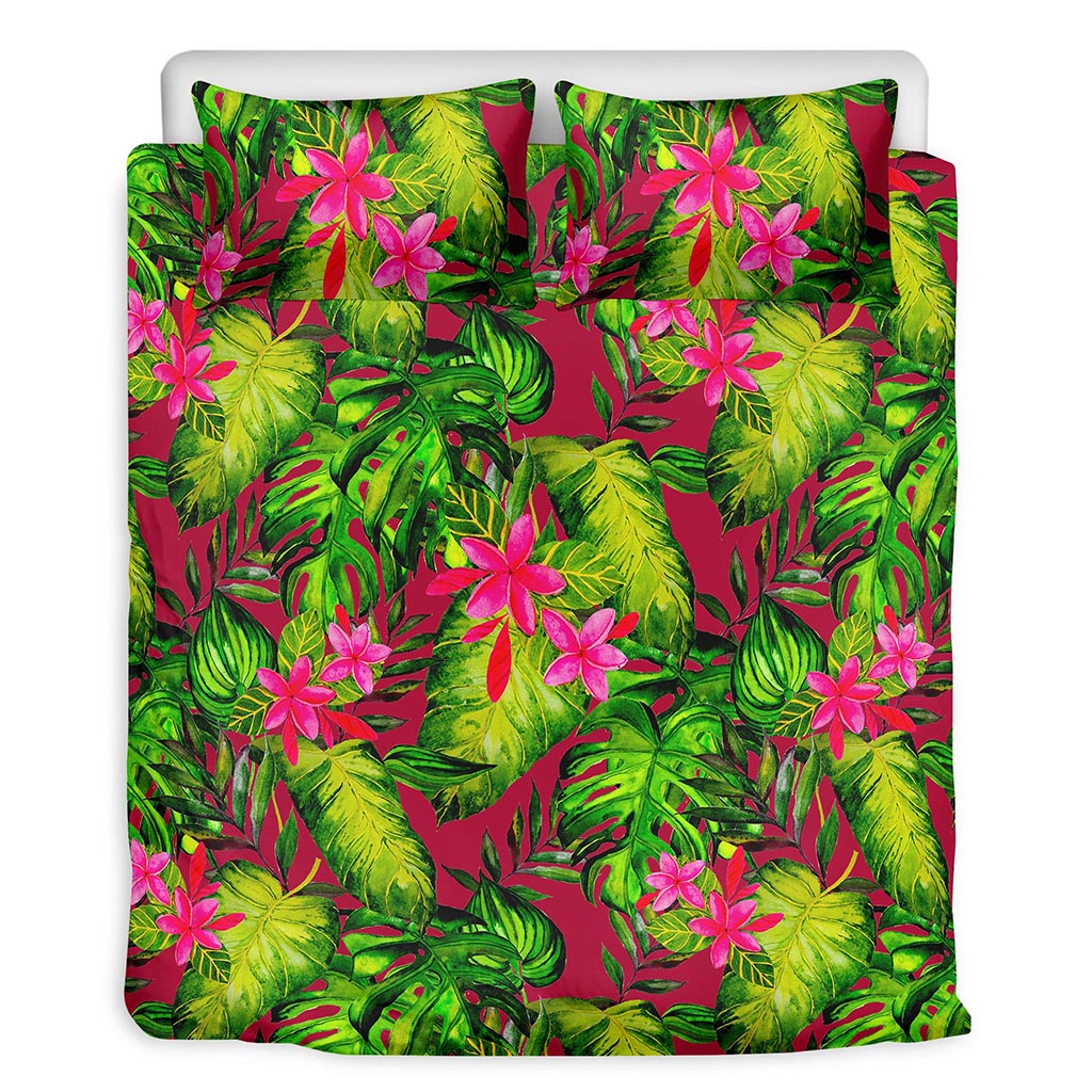 Pink Hawaiian Tropical Pattern Print Duvet Cover Bedding Set
