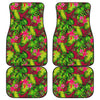 Pink Hawaiian Tropical Pattern Print Front and Back Car Floor Mats