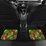 Pink Hawaiian Tropical Pattern Print Front and Back Car Floor Mats