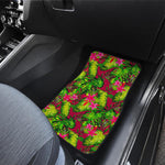 Pink Hawaiian Tropical Pattern Print Front and Back Car Floor Mats