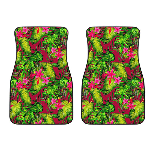 Pink Hawaiian Tropical Pattern Print Front Car Floor Mats
