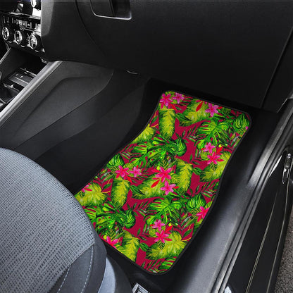 Pink Hawaiian Tropical Pattern Print Front Car Floor Mats