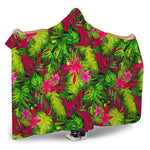 Pink Hawaiian Tropical Pattern Print Hooded Blanket