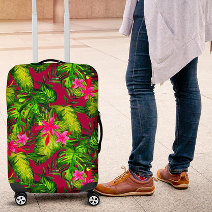 Pink Hawaiian Tropical Pattern Print Luggage Cover GearFrost