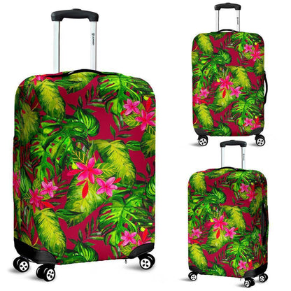 Pink Hawaiian Tropical Pattern Print Luggage Cover GearFrost