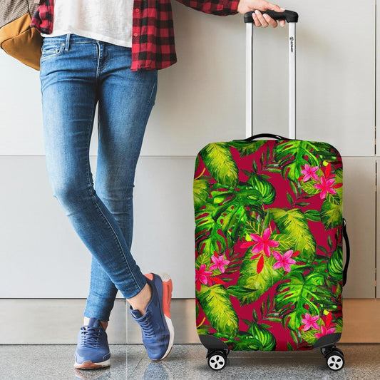 Pink Hawaiian Tropical Pattern Print Luggage Cover GearFrost