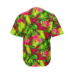 Pink Hawaiian Tropical Pattern Print Men's Baseball Jersey