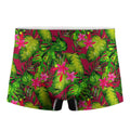 Pink Hawaiian Tropical Pattern Print Men's Boxer Briefs