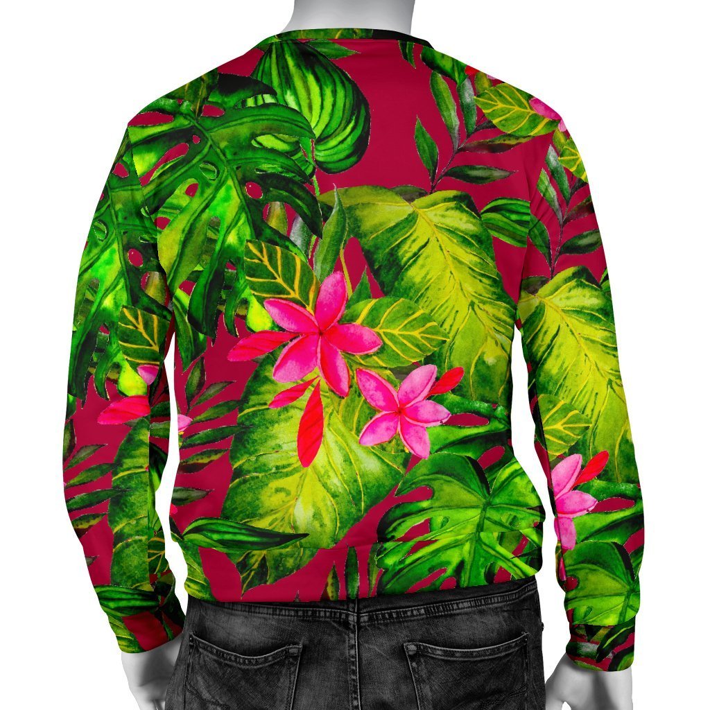 Pink Hawaiian Tropical Pattern Print Men's Crewneck Sweatshirt GearFrost