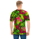 Pink Hawaiian Tropical Pattern Print Men's T-Shirt