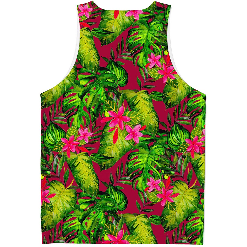 Pink Hawaiian Tropical Pattern Print Men's Tank Top