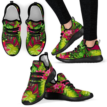Pink Hawaiian Tropical Pattern Print Mesh Knit Shoes GearFrost