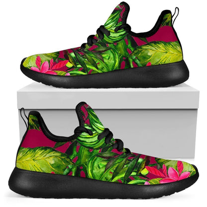 Pink Hawaiian Tropical Pattern Print Mesh Knit Shoes GearFrost