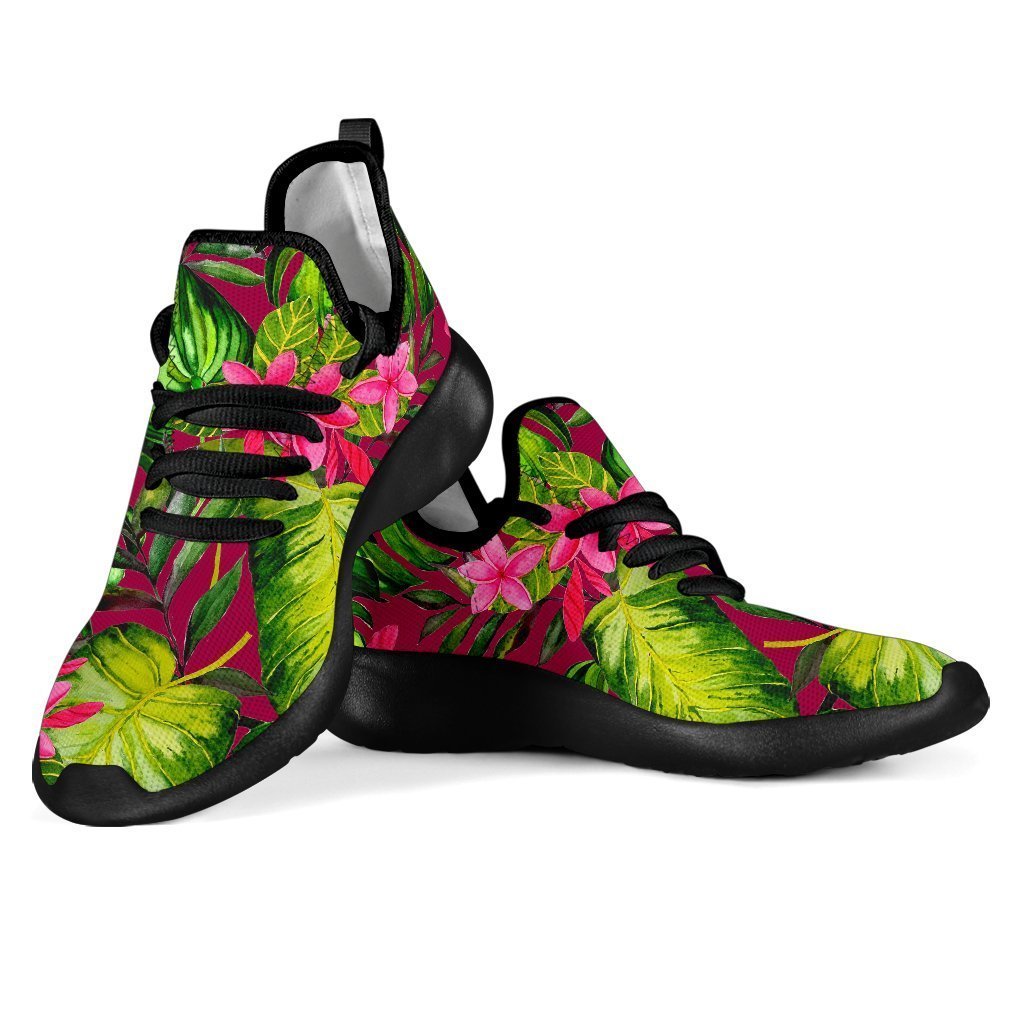 Pink Hawaiian Tropical Pattern Print Mesh Knit Shoes GearFrost