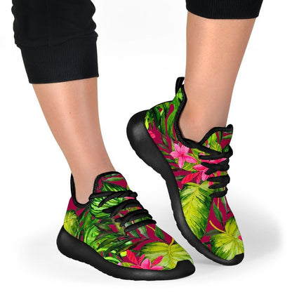 Pink Hawaiian Tropical Pattern Print Mesh Knit Shoes GearFrost