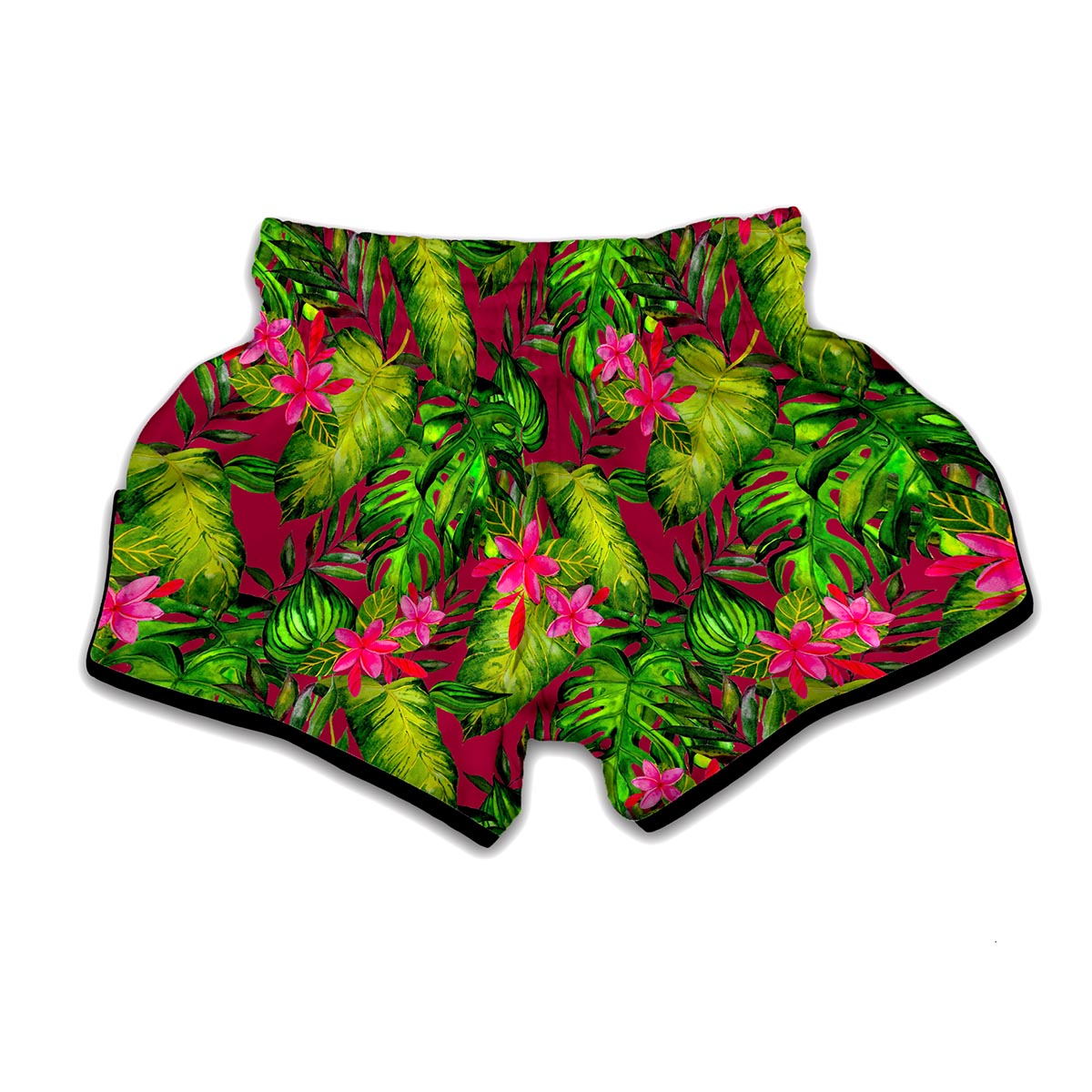 Pink Hawaiian Tropical Pattern Print Muay Thai Boxing Shorts