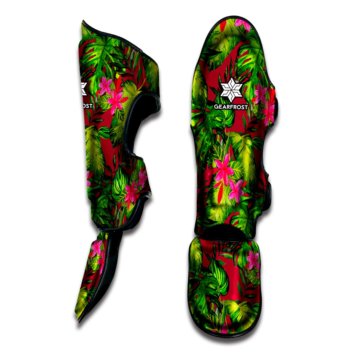 Pink Hawaiian Tropical Pattern Print Muay Thai Shin Guard