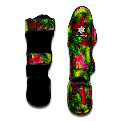 Pink Hawaiian Tropical Pattern Print Muay Thai Shin Guard