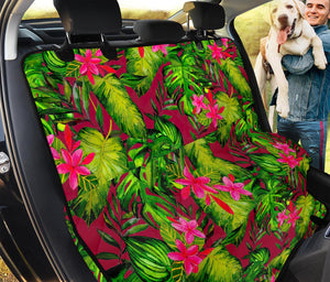 Pink Hawaiian Tropical Pattern Print Pet Car Back Seat Cover