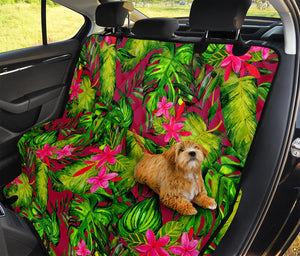 Pink Hawaiian Tropical Pattern Print Pet Car Back Seat Cover