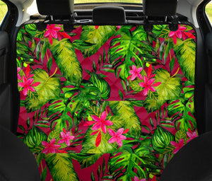 Pink Hawaiian Tropical Pattern Print Pet Car Back Seat Cover