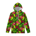 Pink Hawaiian Tropical Pattern Print Pullover Hoodie