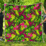 Pink Hawaiian Tropical Pattern Print Quilt