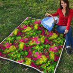 Pink Hawaiian Tropical Pattern Print Quilt