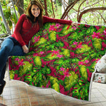 Pink Hawaiian Tropical Pattern Print Quilt
