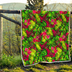 Pink Hawaiian Tropical Pattern Print Quilt
