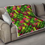 Pink Hawaiian Tropical Pattern Print Quilt