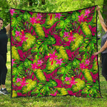 Pink Hawaiian Tropical Pattern Print Quilt