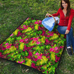 Pink Hawaiian Tropical Pattern Print Quilt