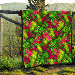 Pink Hawaiian Tropical Pattern Print Quilt