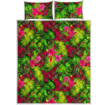 Pink Hawaiian Tropical Pattern Print Quilt Bed Set
