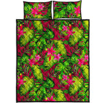 Pink Hawaiian Tropical Pattern Print Quilt Bed Set