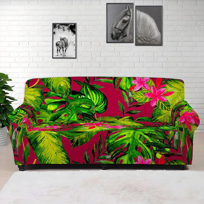 Pink Hawaiian Tropical Pattern Print Sofa Cover