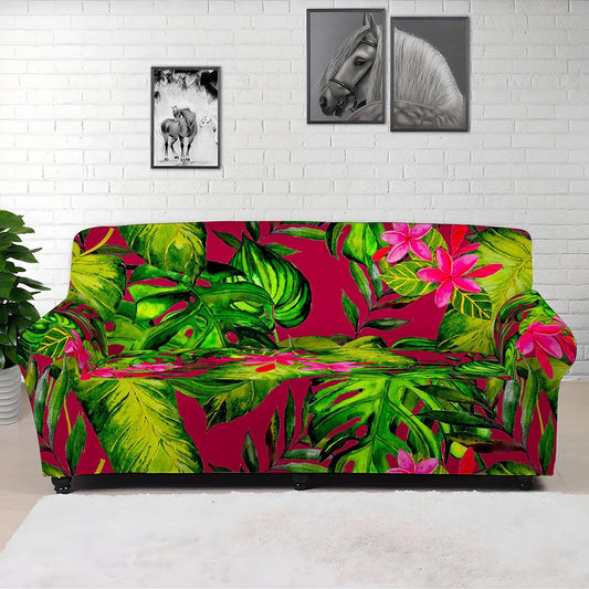 Pink Hawaiian Tropical Pattern Print Sofa Cover
