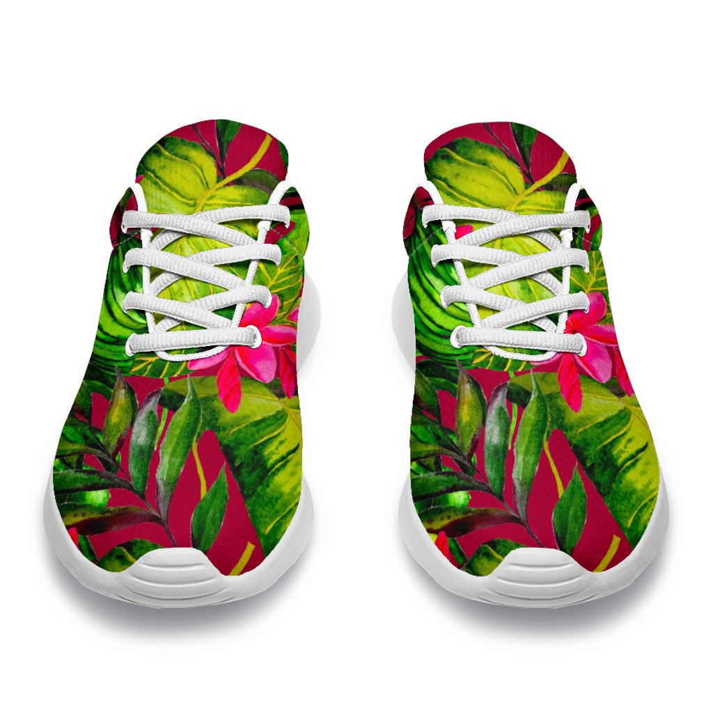 Pink Hawaiian Tropical Pattern Print Sport Shoes GearFrost