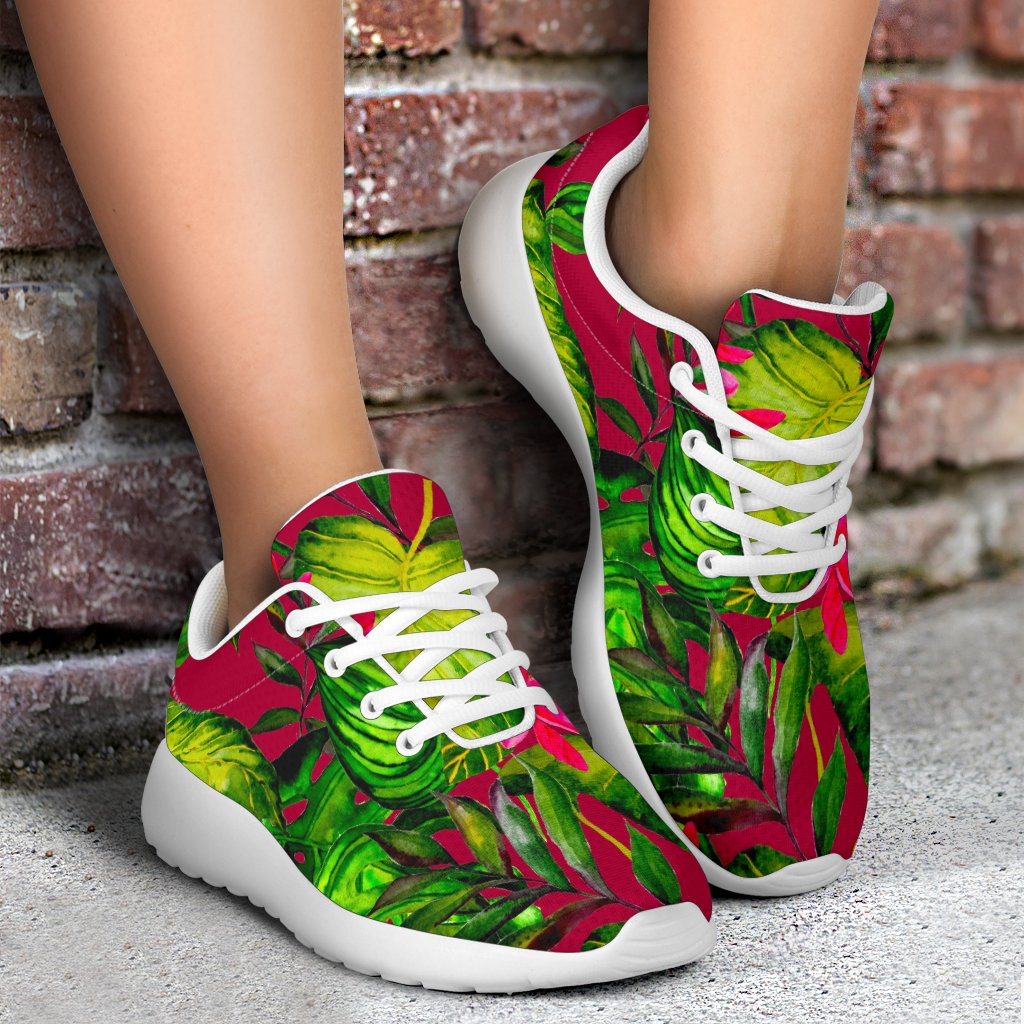 Pink Hawaiian Tropical Pattern Print Sport Shoes GearFrost