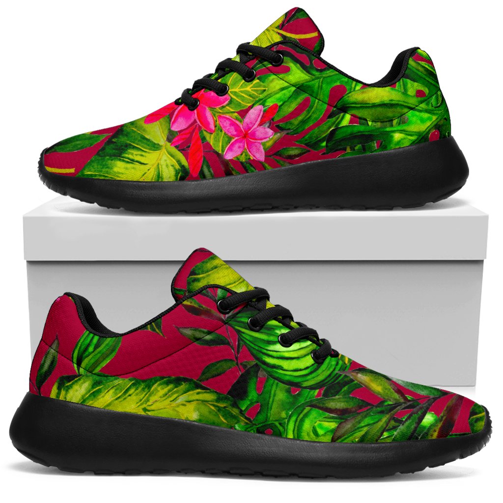 Pink Hawaiian Tropical Pattern Print Sport Shoes GearFrost