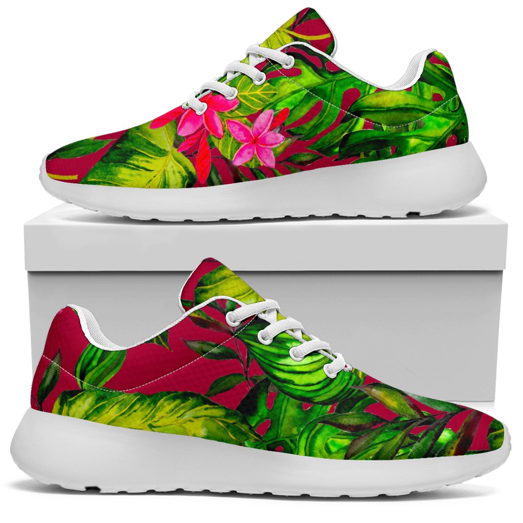 Pink Hawaiian Tropical Pattern Print Sport Shoes GearFrost