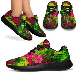 Pink Hawaiian Tropical Pattern Print Sport Shoes GearFrost