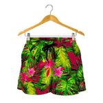 Pink Hawaiian Tropical Pattern Print Women's Shorts