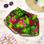 Pink Hawaiian Tropical Pattern Print Women's Shorts