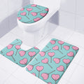 Pink Heart Lollipop Pattern Print 3 Piece Bath Mat Set