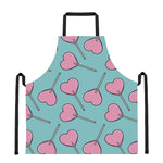 Pink Heart Lollipop Pattern Print Apron