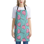 Pink Heart Lollipop Pattern Print Apron