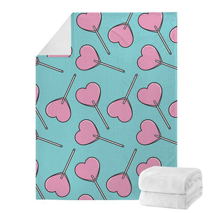 Pink Heart Lollipop Pattern Print Blanket