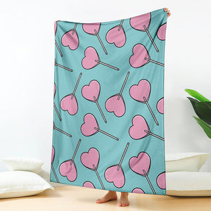 Pink Heart Lollipop Pattern Print Blanket